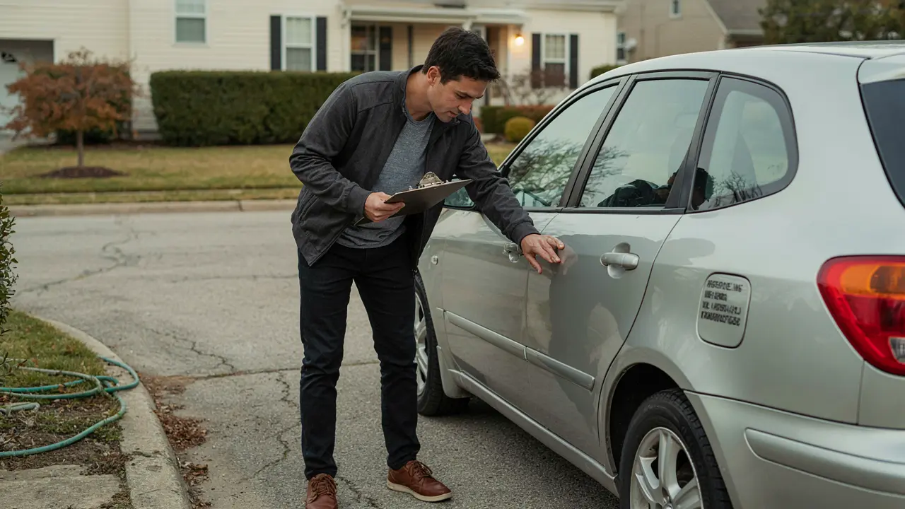 Used car buyer inspecting and valuing a second-hand car in Bendigo