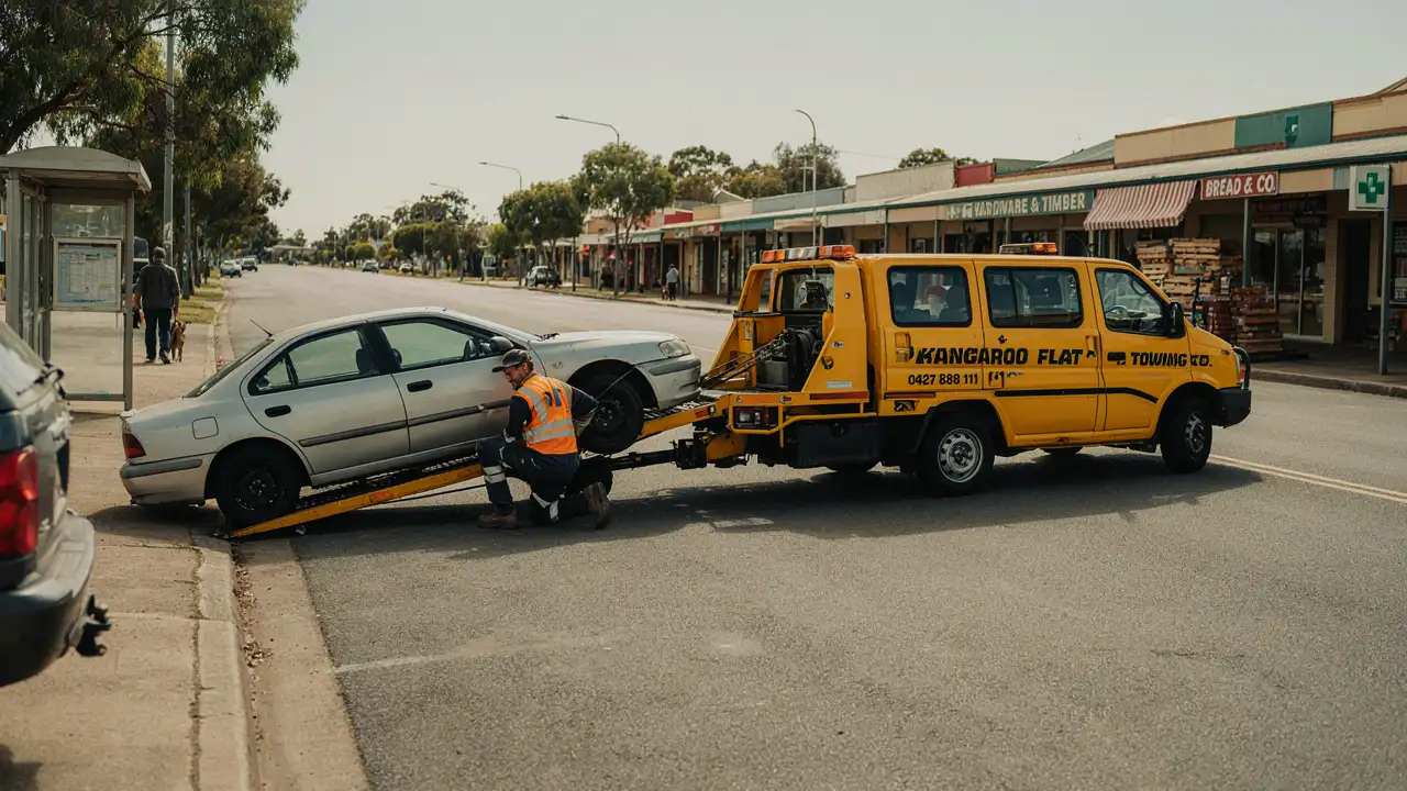 Tow truck collecting a car in Kangaroo Flat, Bendigo, local towing and cash for cars service